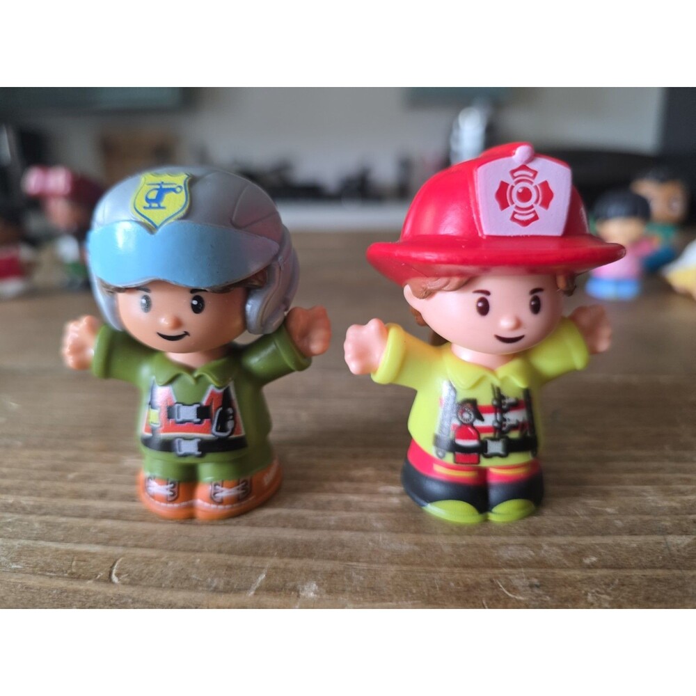 Fisher Price Little People Helicopter Pilot And Firefighter Figures